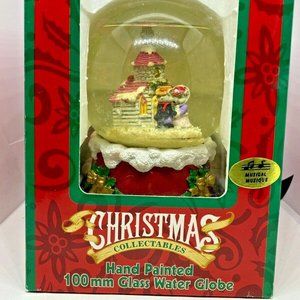 Kmates Collection  Musical Christmas Hand Painted Glass Water Globe  Size ~ 5.5"
